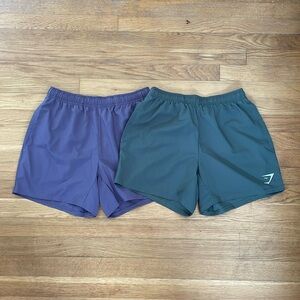 GymShark Arrival 5" Shorts Slim Fit Green (Core Olive) Grey/Purple (Musk Lilac)